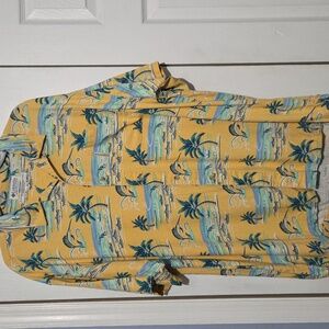 Columbia Men's Yellow Tropical Print Shirt Linen Blend